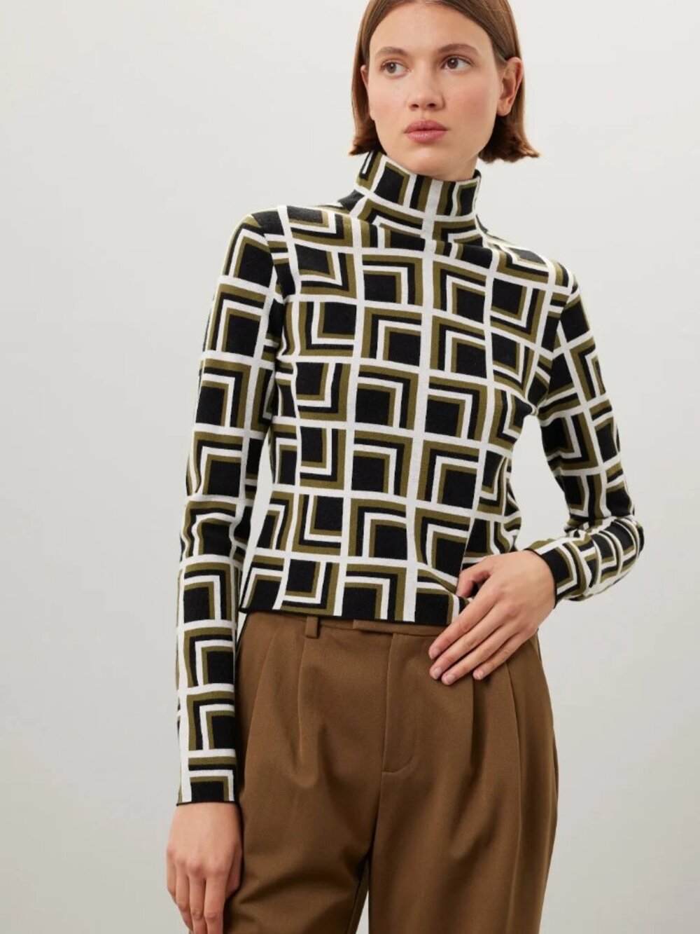 Saunders Square Jacquard Sweater Size XS